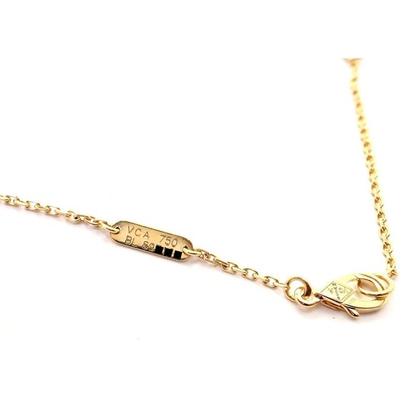 Authentic! Van Cleef & Arpels 18k Yellow Gold Diamond Button Pendant Necklace - Picture 6 of 9